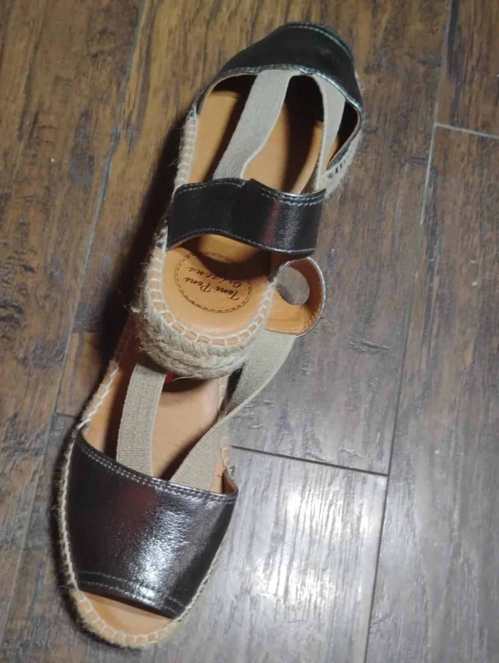 Metallic Gray Open-Toe Espadrille Sandals